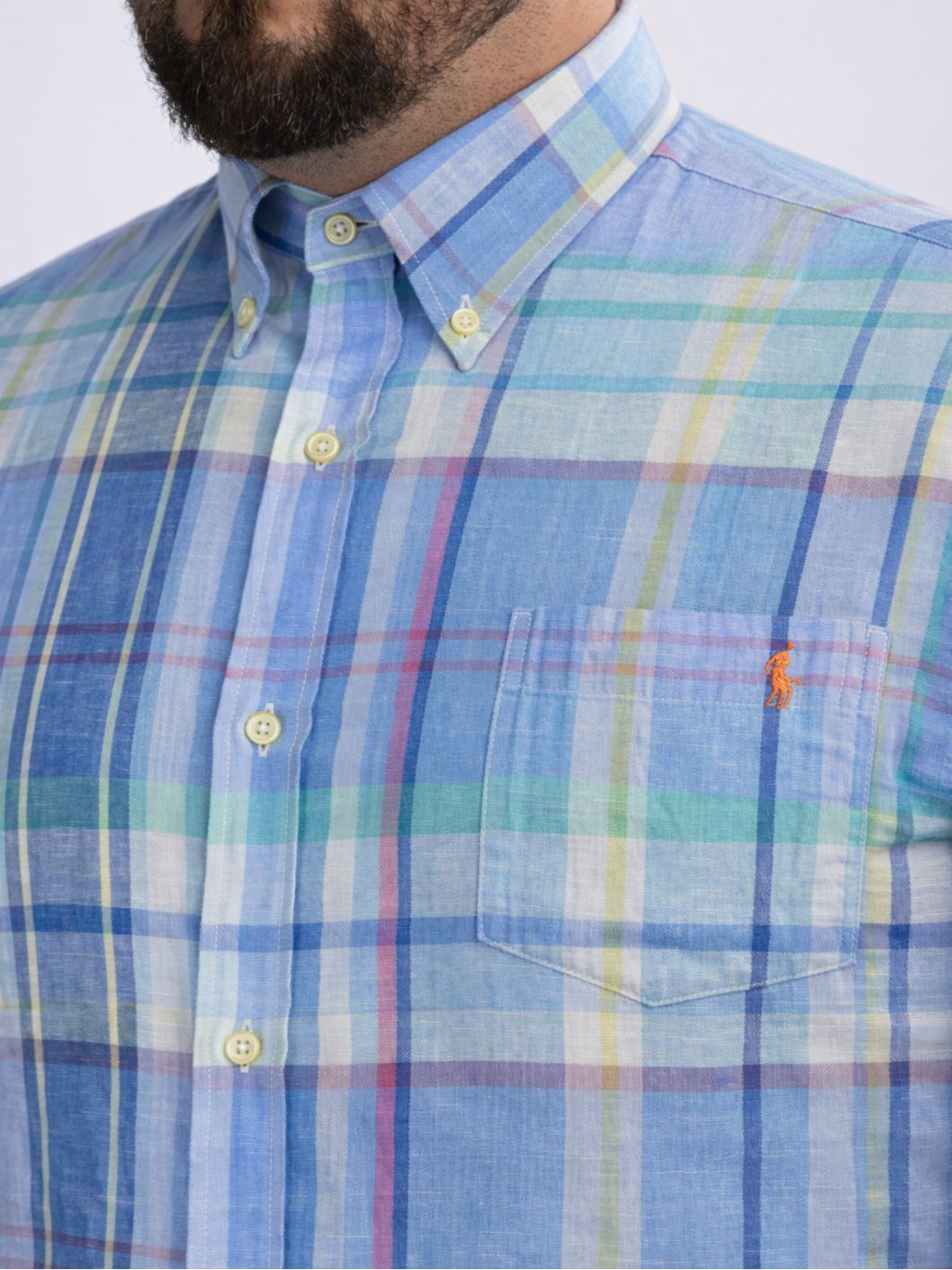 Chemise en Lin à Carreaux Grande Taille